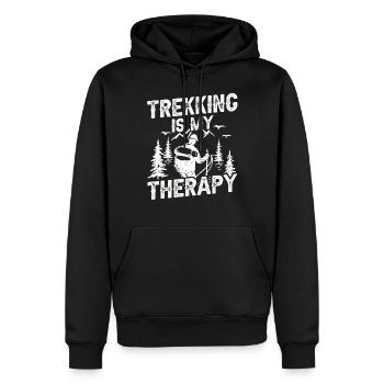 Le trekking est ma thérapie La randonnée - Sweat à capuche Premium bio Homme - noir - Devant - Nico (187cm)