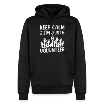 Rester calme, je ne suis qu’un travail bénévole - Sweat à capuche Premium bio Homme - noir - Devant - Nico (187cm)