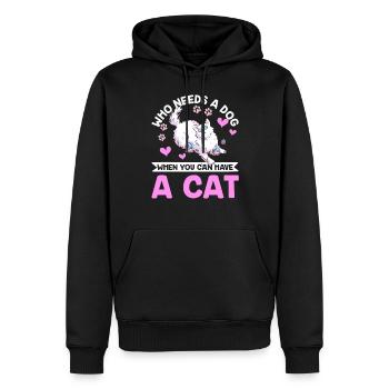 Wer Braucht Hund Wenn Man Eine Katze Haben Kann - Männer Premium Bio Hoodie - Schwarz - Vorne - Nico (187cm)