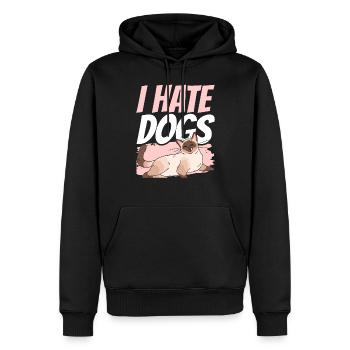 I Hate Dogs Lovers Cats Cat Pet - Men’s Premium Organic Hoodie - black - Front - Nico (187cm)