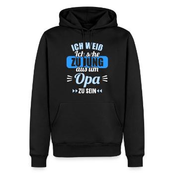Ich weiß Ich sehe zu jung aus um Opa zu sein - Männer Premium Bio Hoodie - Schwarz - Vorne - Nico (187cm)