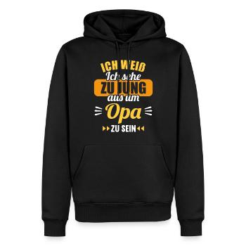 Ich weiß Ich sehe zu jung aus um Opa zu sein - Männer Premium Bio Hoodie - Schwarz - Vorne - Nico (187cm)