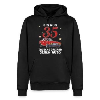 AUTO GEBURTSTAG BIN NUN 35 - Männer Premium Bio Hoodie - Schwarz - Vorne - Nico (187cm)