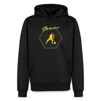 Soccer soccer - Sweat à capuche Premium bio Homme - noir - Devant - Nico (187cm)