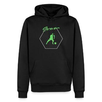 Soccer soccer - Sweat à capuche Premium bio Homme - noir - Devant - Nico (187cm)