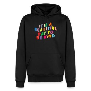It's a nice day to be friendly - Men’s Premium Organic Hoodie - black - Front - Nico (187cm)
