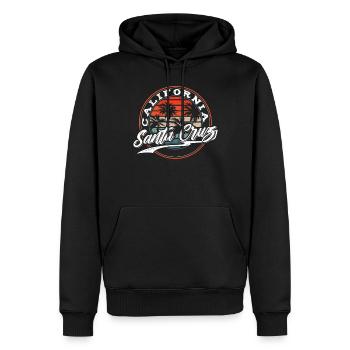 Années 70 années 80 dans la ville californienne de Santa Cruz - Sweat à capuche Premium bio Homme - noir - Devant - Nico (187cm)