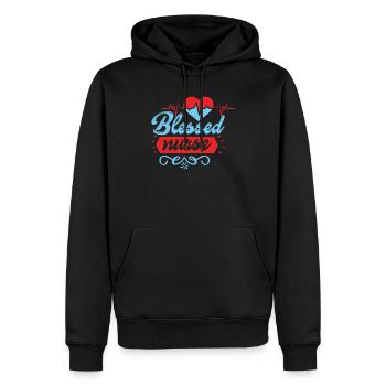 INFIRMIÈRE Infirmière bénie - Sweat à capuche Premium bio Homme - noir - Devant - Nico (187cm)