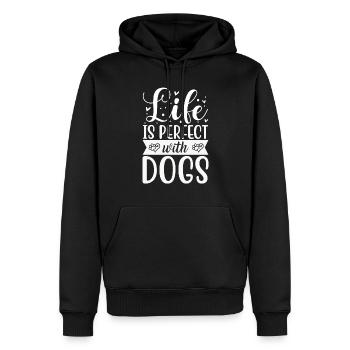 La vie est meilleure avec les chiens - Sweat à capuche Premium bio Homme - noir - Devant - Nico (187cm)