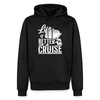 Croisière Vacances Vintage Life - Sweat à capuche Premium bio Homme - noir - Devant - Nico (187cm)