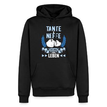 Tante und Neffe Freunde fürs Leben - Männer Premium Bio Hoodie - Schwarz - Vorne - Nico (187cm)