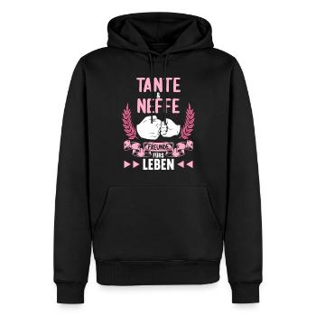 Tante und Neffe Freunde fürs Leben - Männer Premium Bio Hoodie - Schwarz - Vorne - Nico (187cm)