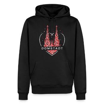 Domstadt Kölner Dom Rot Weiss Köln Cologne Kölle - Männer Premium Bio Hoodie - Schwarz - Vorne - Nico (187cm)