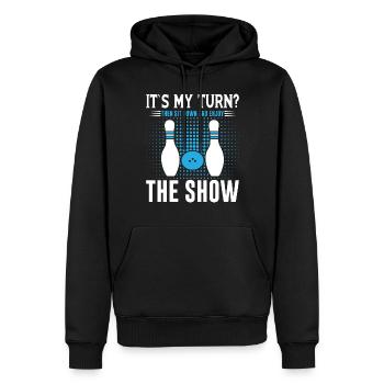Bowling - Männer Premium Bio Hoodie - Schwarz - Vorne - Nico (187cm)