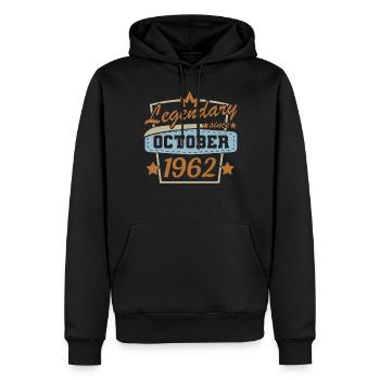 Légendaire depuis octobre 1962 Rétro Anniversaire - Sweat à capuche Premium bio Homme - noir - Devant - Nico (187cm)