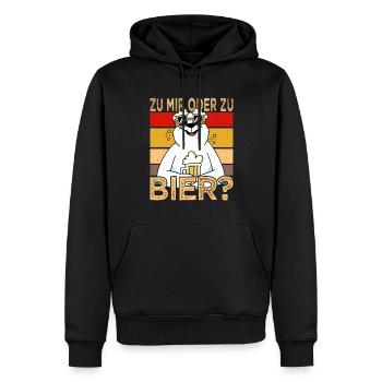 Zu mir oder zu Bier? Vatertag Bier Saufshirt - Männer Premium Bio Hoodie - Schwarz - Vorne - Nico (187cm)