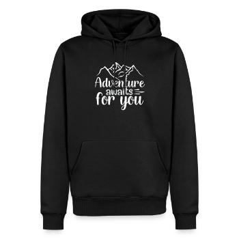Des aventures vous attendent Chemise de randonnée - Sweat à capuche Premium bio Homme - noir - Devant - Nico (187cm)