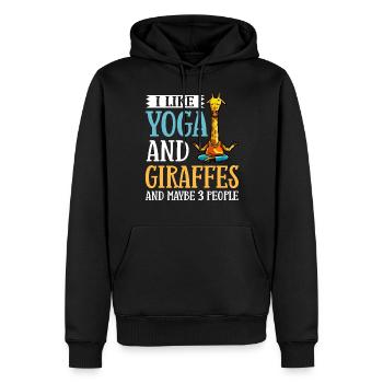 Giraffe Yoga Débutant Séance d’Entraînement Poses Citations - Sweat à capuche Premium bio Homme - noir - Devant - Nico (187cm)