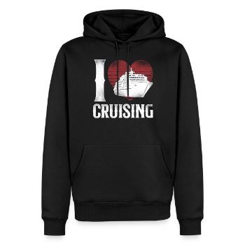 Bateau de croisière Vacances Coeur Vintage - Sweat à capuche Premium bio Homme - noir - Devant - Nico (187cm)