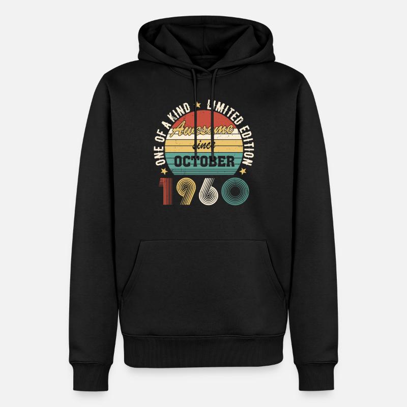 Awesome since October 1960 Geburtstag Geschenk - Männer Premium Bio Hoodie - Schwarz