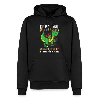 Jungen Dino Trex Ich Bin Bereit Für Die Schule - Männer Premium Bio Hoodie - Schwarz - Vorne - Nico (187cm)