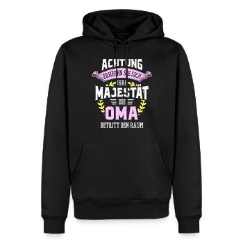 Die Majestät die Oma betritt den Raum Großmutter - Männer Premium Bio Hoodie - Schwarz - Vorne - Nico (187cm)
