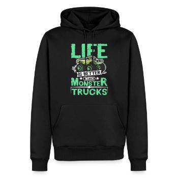 La vie est meilleure avec les camions Monster - Sweat à capuche Premium bio Homme - noir - Devant - Nico (187cm)