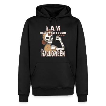 HALLOWEEN - Sweat à capuche Premium bio Homme - noir - Devant - Nico (187cm)