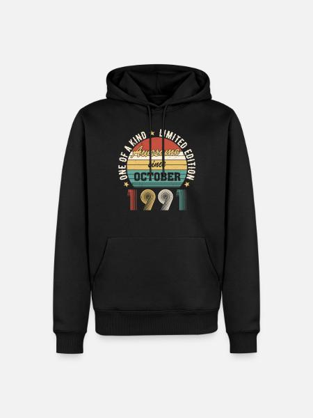 Geweldig sinds oktober 1991 Verjaardagscadeau - Mannen Premium Bio hoodie - zwart