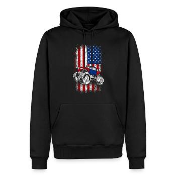 Usa drapeau américain Monster truck 4 juillet - Sweat à capuche Premium bio Homme - noir - Devant - Nico (187cm)