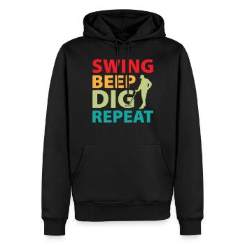 Dirt Fishing - Swing Beep Dig Repeat - Männer Premium Bio Hoodie - Schwarz - Vorne - Nico (187cm)
