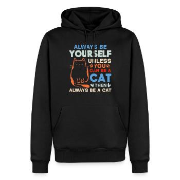 Lustiger Katzenliebhaber Ich bin immer du selbst, - Männer Premium Bio Hoodie - Schwarz - Vorne - Nico (187cm)