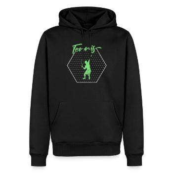 Tennis - Sweat à capuche Premium bio Homme - noir - Devant - Nico (187cm)
