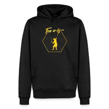 Tennis - Sweat à capuche Premium bio Homme - noir - Devant - Nico (187cm)