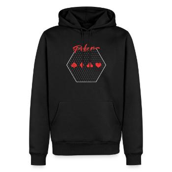 Poker - Men’s Premium Organic Hoodie - black - Front - Nico (187cm)