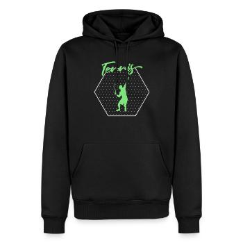 Tennis - Sweat à capuche Premium bio Homme - noir - Devant - Nico (187cm)