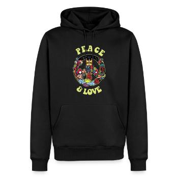 Hippie Geschenk Acidhead Flowerpower Hippi Hippy - Männer Premium Bio Hoodie - Schwarz - Vorne - Nico (187cm)