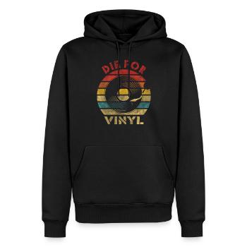 The For Vinyl Retro Vintage Music - Men’s Premium Organic Hoodie - black - Front - Nico (187cm)