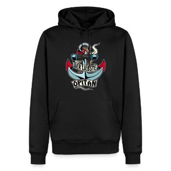 ANKER DER LIEBSTE OPITÄN - Männer Premium Bio Hoodie - Schwarz - Vorne - Nico (187cm)