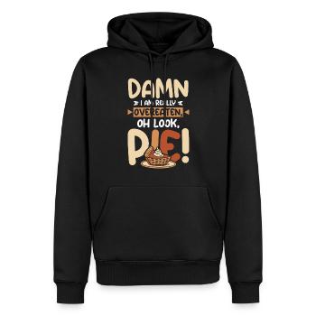 Je suis trop mangé oh regarde la tarte - Sweat à capuche Premium bio Homme - noir - Devant - Nico (187cm)