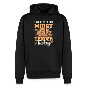 I really like moist and tender turkey - Männer Premium Bio Hoodie - Schwarz - Vorne - Nico (187cm)