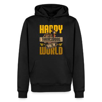 Happy thanksgiving to all the world - Men’s Premium Organic Hoodie - black - Front - Nico (187cm)
