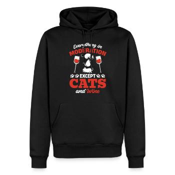 Alles in Maßen, außer Katzen und Wein - Männer Premium Bio Hoodie - Schwarz - Vorne - Nico (187cm)