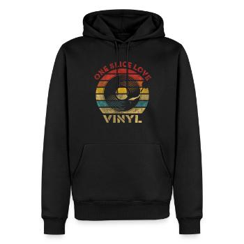 One Slice Love Vinyl Musique Vintage Rétro - Sweat à capuche Premium bio Homme - noir - Devant - Nico (187cm)