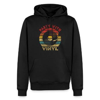 Fête avec Vinyl Retro Vintage Music - Sweat à capuche Premium bio Homme - noir - Devant - Nico (187cm)