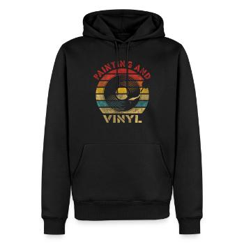 Peinture et vinyle Retro Vintage Music - Sweat à capuche Premium bio Homme - noir - Devant - Nico (187cm)