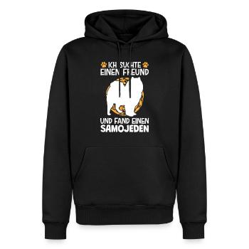 Suchte meinen Samojede Schlittenhund - Männer Premium Bio Hoodie - Schwarz - Vorne - Nico (187cm)