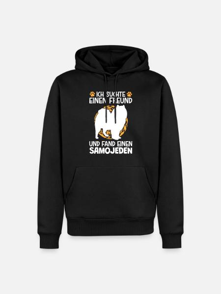 Suchte meinen Samojede Schlittenhund - Männer Premium Bio Hoodie - Schwarz