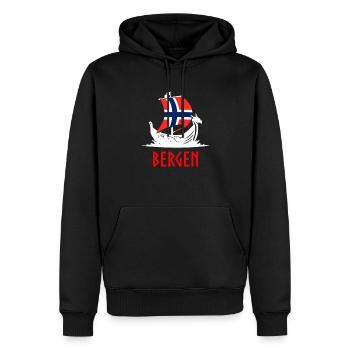 Bergen Norwegian flag, Norway - Männer Premium Bio Hoodie - Schwarz - Vorne - Nico (187cm)