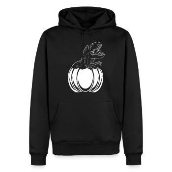 Citrouille d’Halloween avec dinosaure Drôle Hellowee - Sweat à capuche Premium bio Homme - noir - Devant - Nico (187cm)